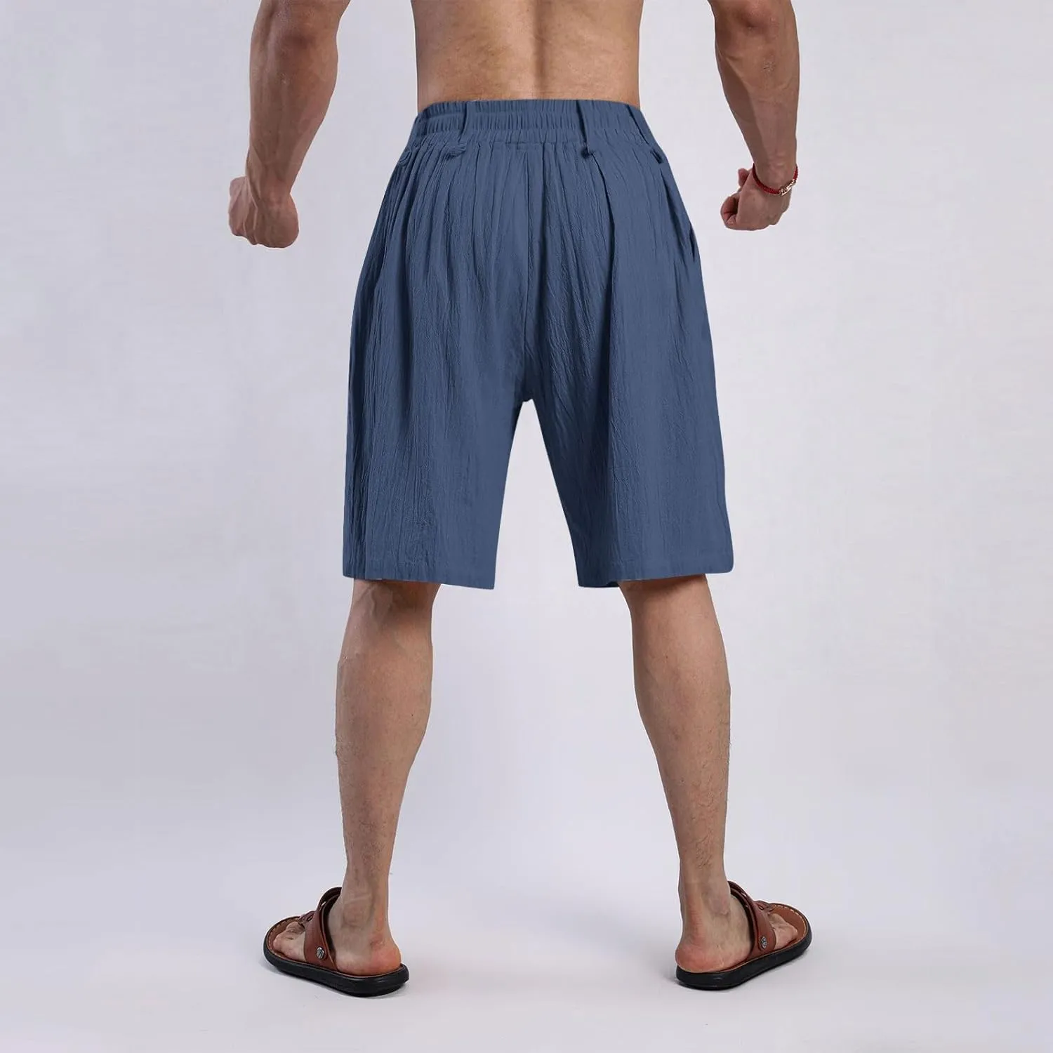 Mens Casual Shorts 2025 Summer Hawaiian Beach Shorts Cotton Linen Relaxed Fit Athletic Shorts Quick Dry Lounge Shorts