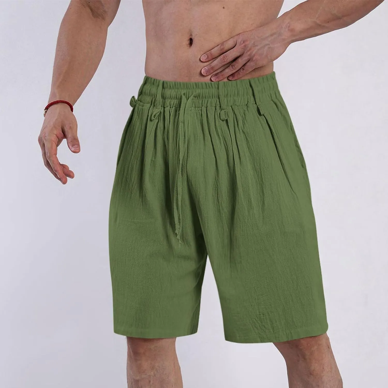 Mens Casual Shorts 2025 Summer Hawaiian Beach Shorts Cotton Linen Relaxed Fit Athletic Shorts Quick Dry Lounge Shorts