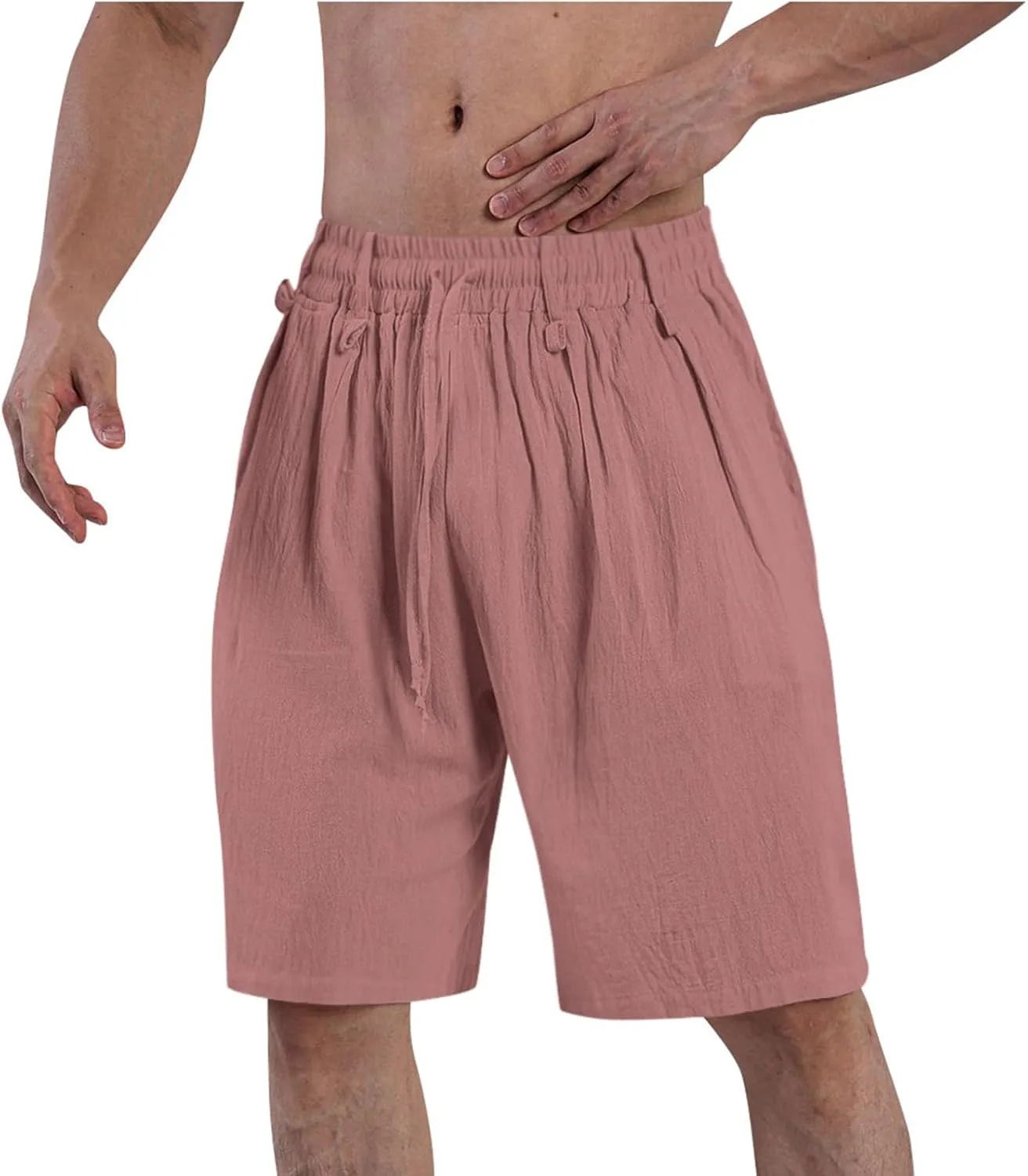 Mens Casual Shorts 2025 Summer Hawaiian Beach Shorts Cotton Linen Relaxed Fit Athletic Shorts Quick Dry Lounge Shorts
