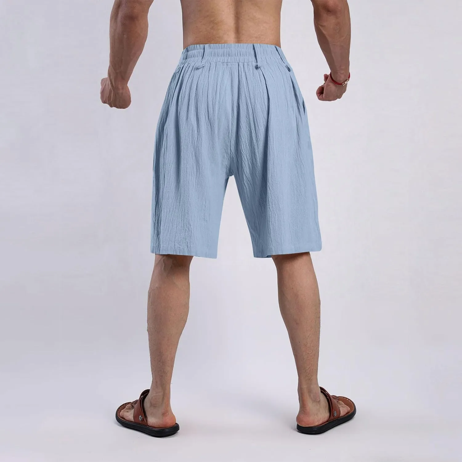 Mens Casual Shorts 2025 Summer Hawaiian Beach Shorts Cotton Linen Relaxed Fit Athletic Shorts Quick Dry Lounge Shorts
