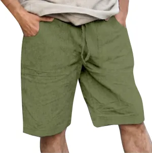 Men's Casual Shorts Elastic Waisted Drawstring Summer Beach Shorts Relaxed Fit Lightweight Breathable Short Pants