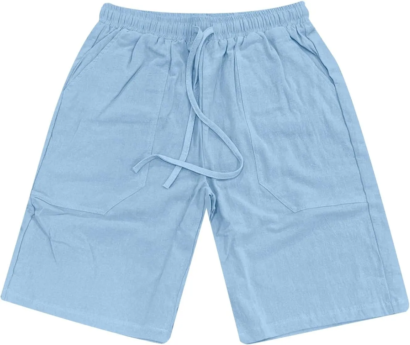 Men's Casual Shorts Elastic Waisted Drawstring Summer Beach Shorts Relaxed Fit Lightweight Breathable Short Pants
