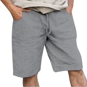 Men's Casual Shorts Elastic Waisted Drawstring Summer Beach Shorts Relaxed Fit Lightweight Breathable Short Pants