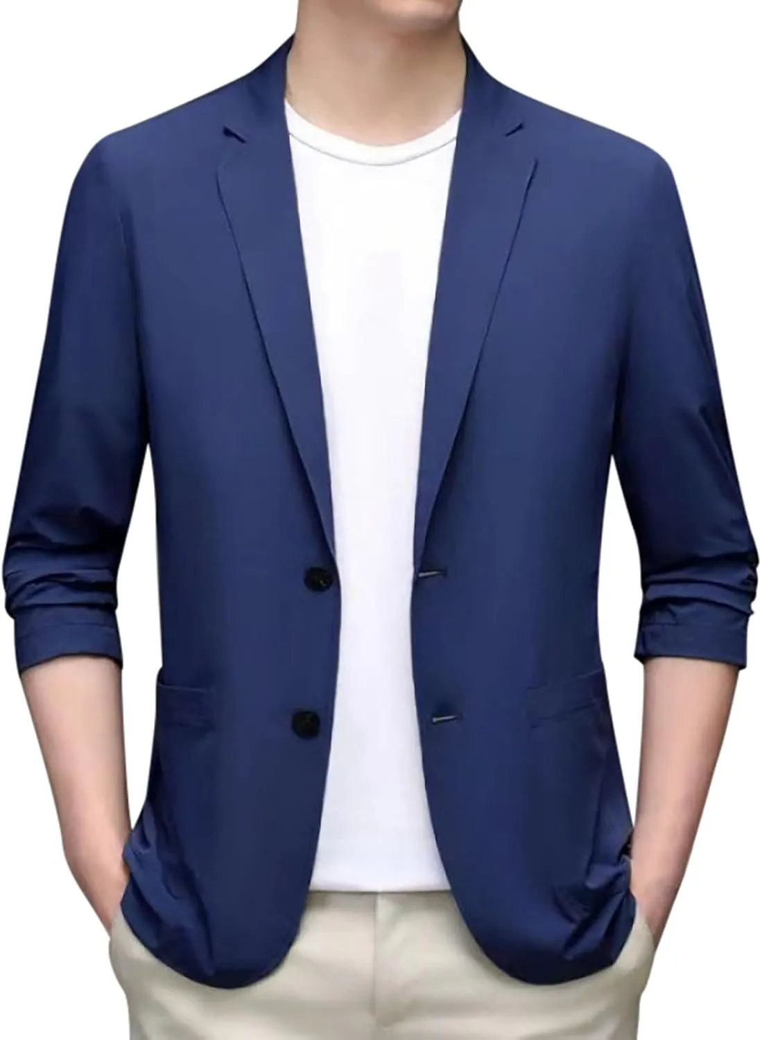 Men's Casual Slim Fit Suit Blazer Jacket One Button Formal Dress Daily Business Suit Jacket Lightweight Sport Coats