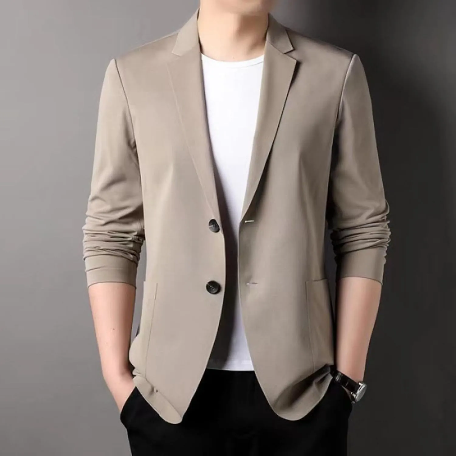 Men's Casual Slim Fit Suit Blazer Jacket One Button Formal Dress Daily Business Suit Jacket Lightweight Sport Coats