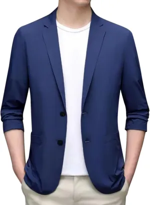 Men's Casual Slim Fit Suit Blazer Jacket One Button Formal Dress Daily Business Suit Jacket Lightweight Sport Coats