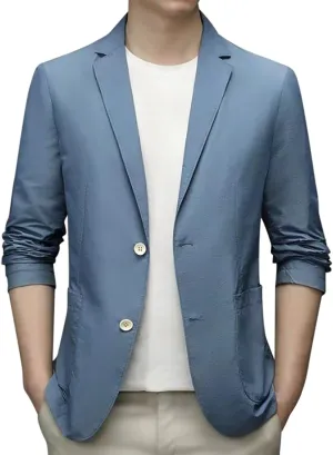 Men's Casual Slim Fit Suit Blazer Jacket One Button Formal Dress Daily Business Suit Jacket Lightweight Sport Coats