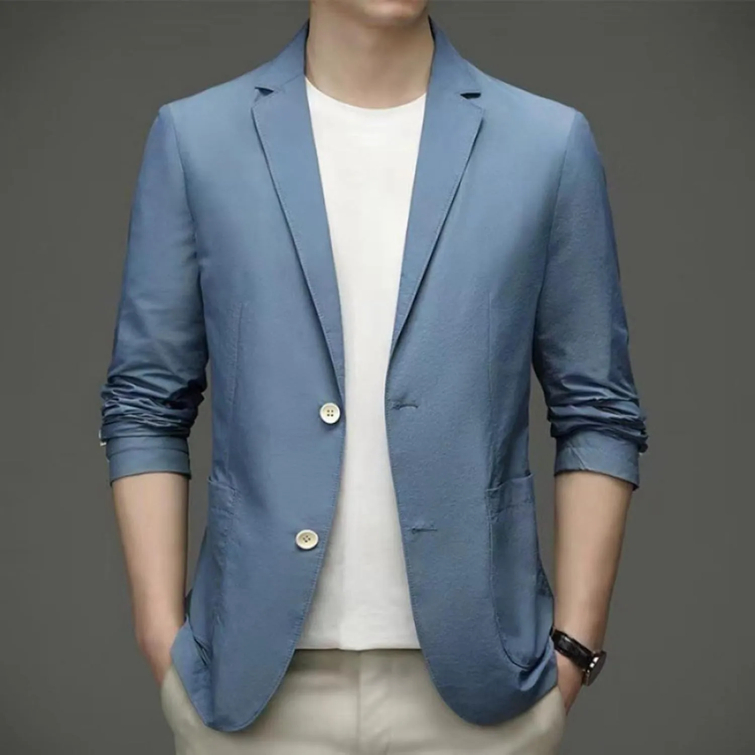 Men's Casual Slim Fit Suit Blazer Jacket One Button Formal Dress Daily Business Suit Jacket Lightweight Sport Coats