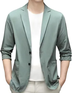 Men's Casual Slim Fit Suit Blazer Jacket One Button Formal Dress Daily Business Suit Jacket Lightweight Sport Coats