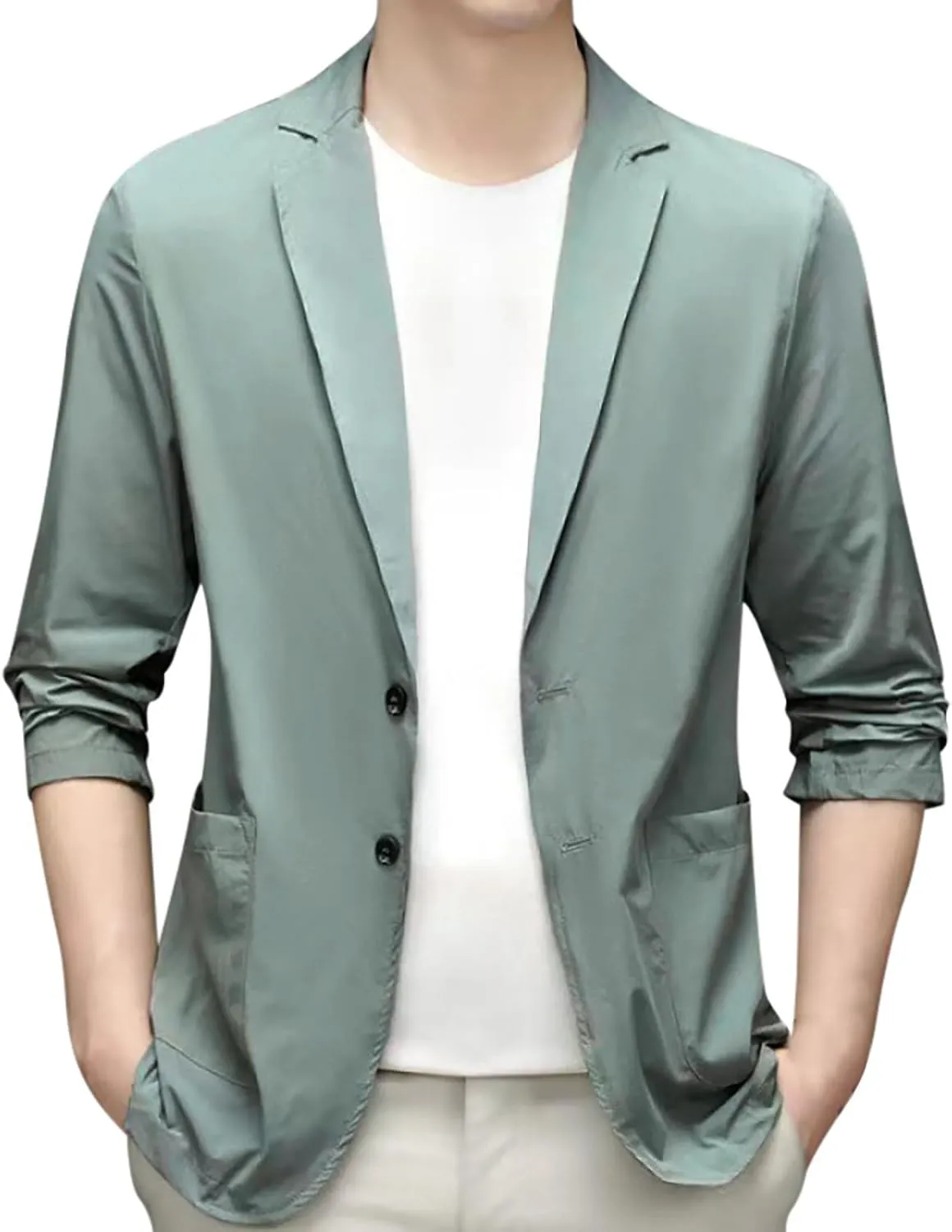 Men's Casual Slim Fit Suit Blazer Jacket One Button Formal Dress Daily Business Suit Jacket Lightweight Sport Coats