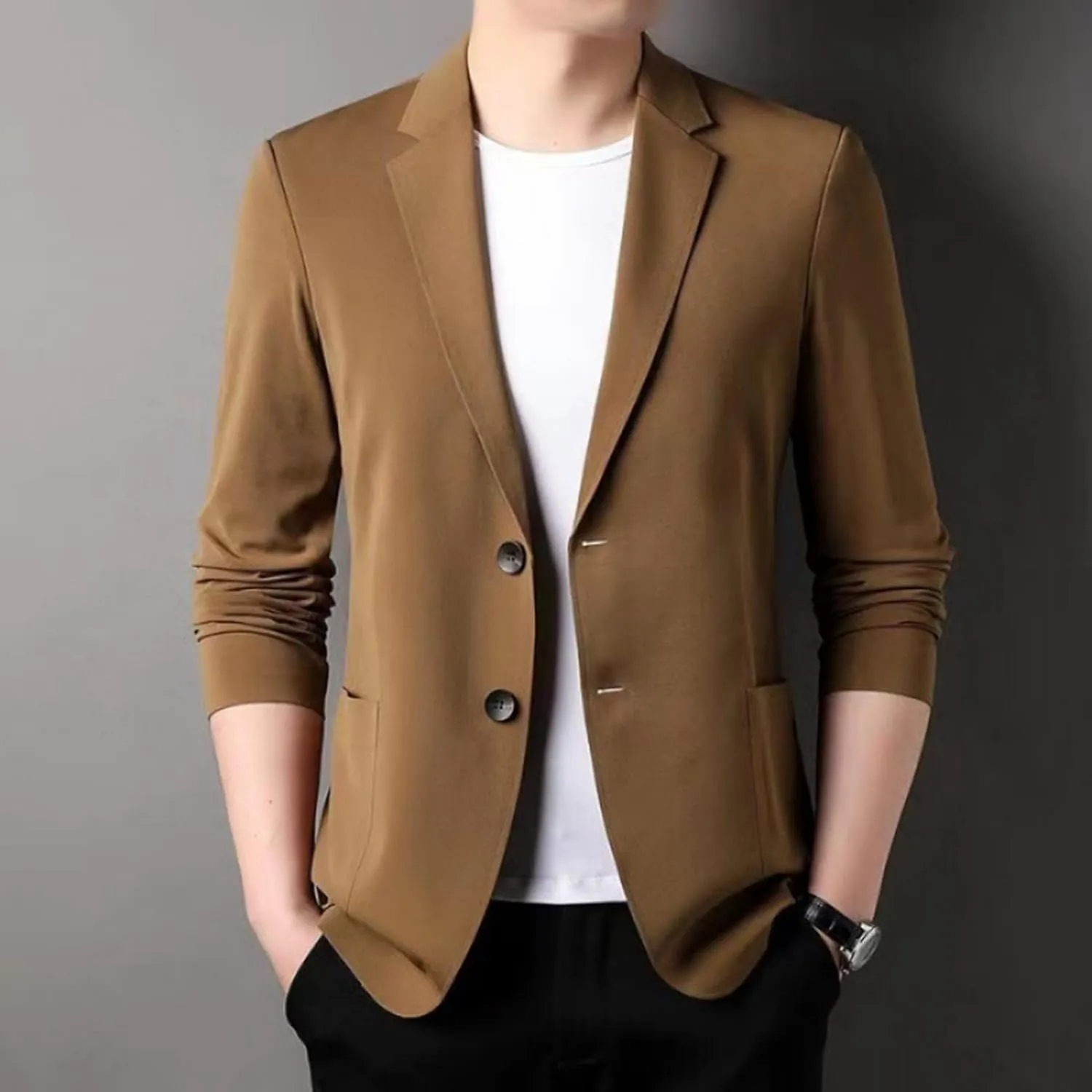 Men's Casual Slim Fit Suit Blazer Jacket One Button Formal Dress Daily Business Suit Jacket Lightweight Sport Coats