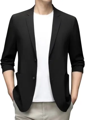 Men's Casual Slim Fit Suit Blazer Jacket One Button Formal Dress Daily Business Suit Jacket Lightweight Sport Coats