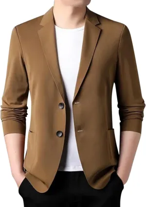 Men's Casual Slim Fit Suit Blazer Jacket One Button Formal Dress Daily Business Suit Jacket Lightweight Sport Coats