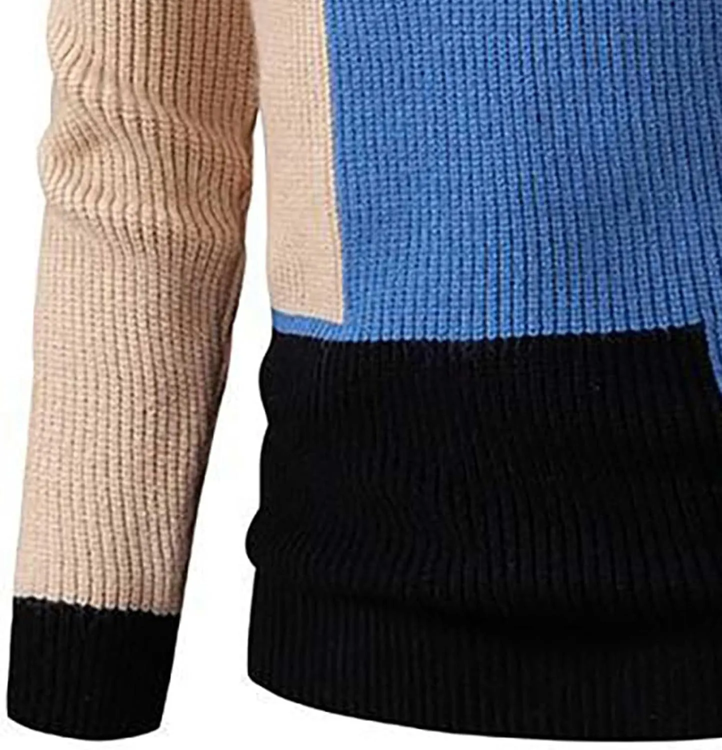 Mens Casual Turtleneck Sweaters Plus Size Trendy Colorblock Knitted Pullover Jumpers Fall Winter Warm Knitwear Tops