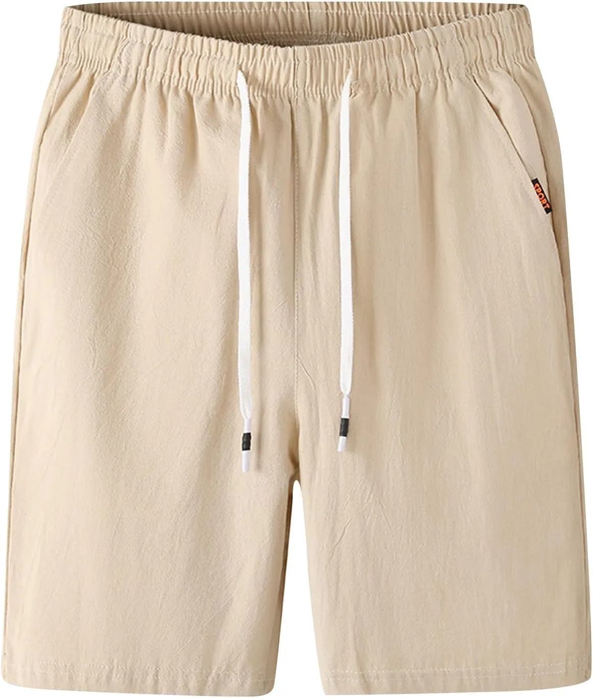 Men's Cotton Blend Shorts Elastic Waist Drawstring Shorts with Pockets Workout Jogger Relaxed Fit Shorts for Men