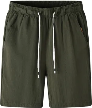 Men's Cotton Blend Shorts Elastic Waist Drawstring Shorts with Pockets Workout Jogger Relaxed Fit Shorts for Men