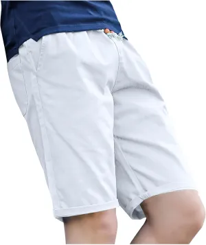 Mens Cotton Linen Shorts Lightweight Casual Shorts Summer Relaxed Fit Daily Wear Shorts Breathable Lounge Bottoms