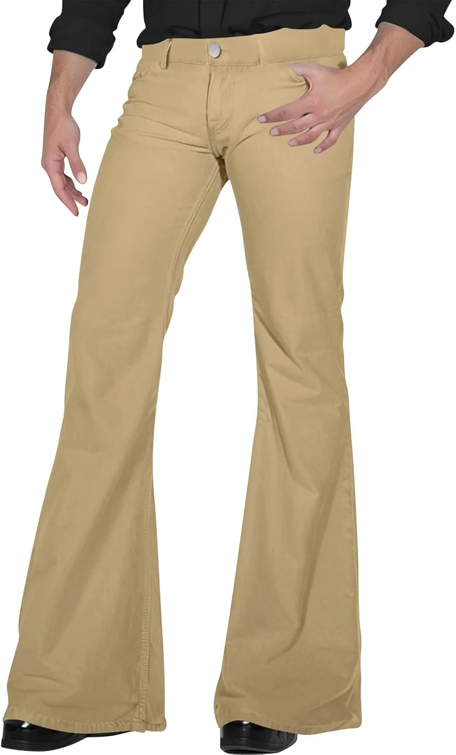 Mens Disco Twill Flared Pants 60/70s Bell Bottom Stretch Fit Classic Comfort Flares Retro Leg Disco Denim Jeans Pants