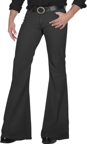 Mens Disco Twill Flared Pants 60/70s Bell Bottom Stretch Fit Classic Comfort Flares Retro Leg Disco Denim Jeans Pants
