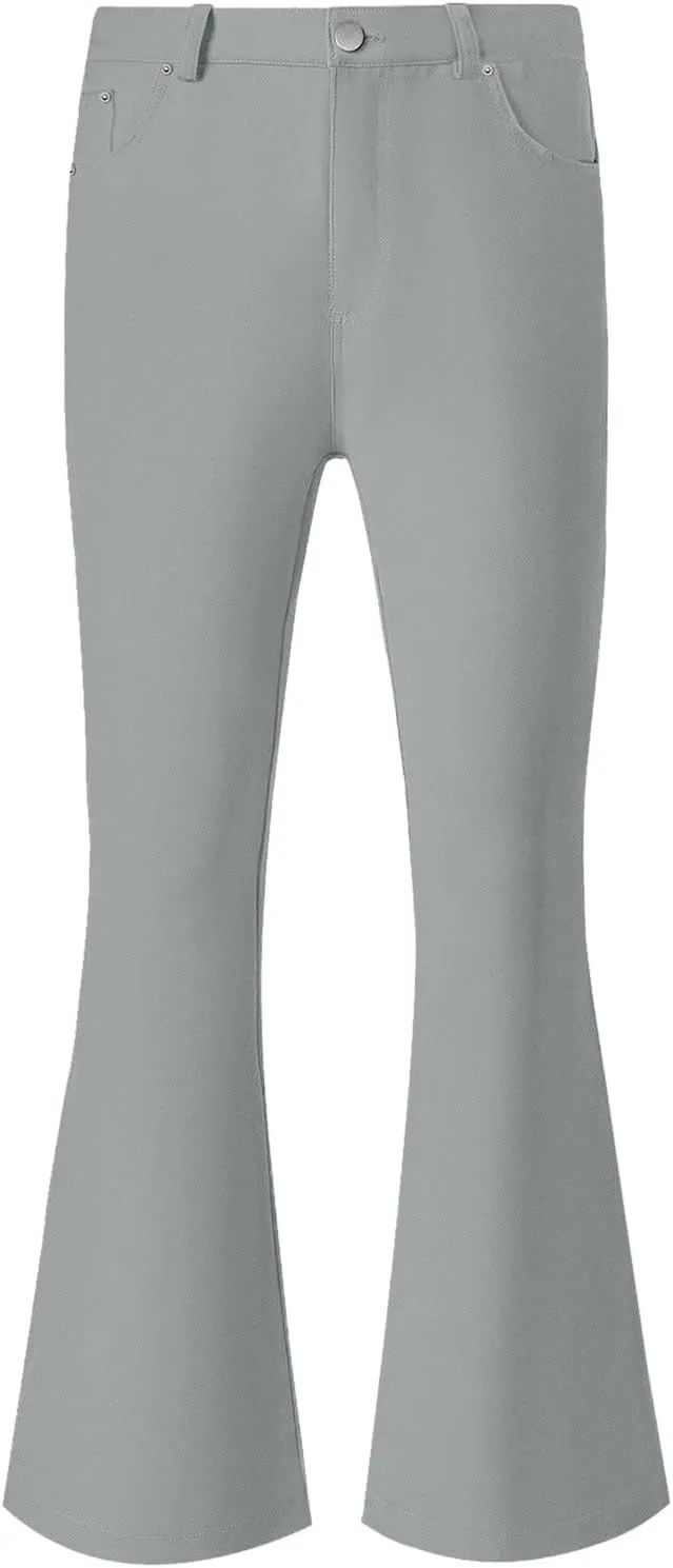 Mens Disco Twill Flared Pants 60/70s Bell Bottom Stretch Fit Classic Comfort Flares Retro Leg Disco Denim Jeans Pants