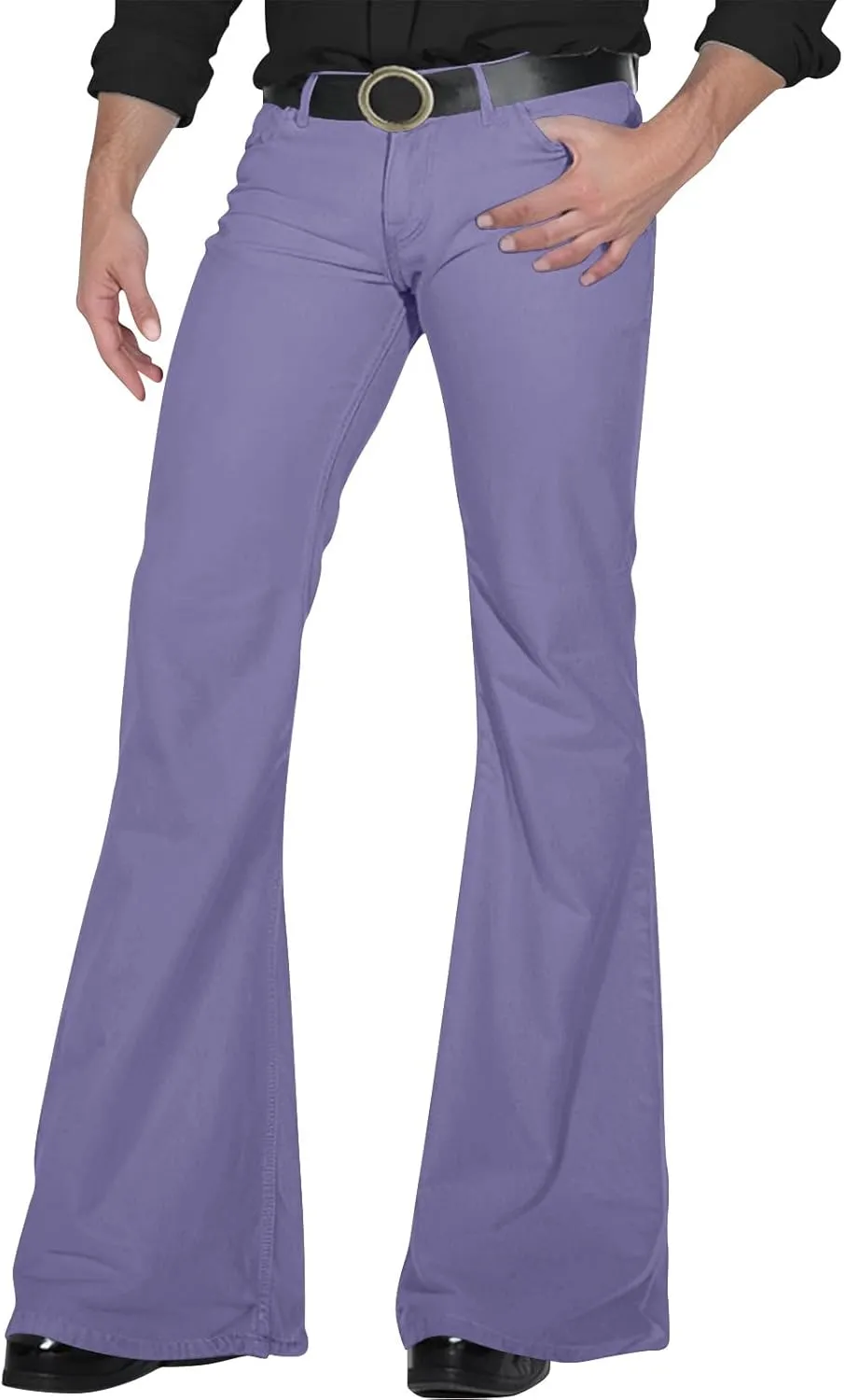 Mens Disco Twill Flared Pants 60/70s Bell Bottom Stretch Fit Classic Comfort Flares Retro Leg Disco Denim Jeans Pants