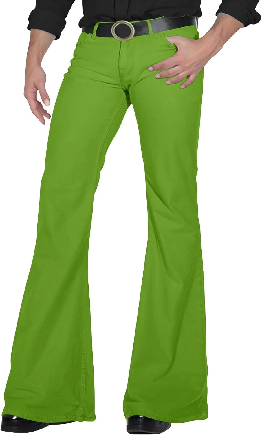 Mens Disco Twill Flared Pants 60/70s Bell Bottom Stretch Fit Classic Comfort Flares Retro Leg Disco Denim Jeans Pants