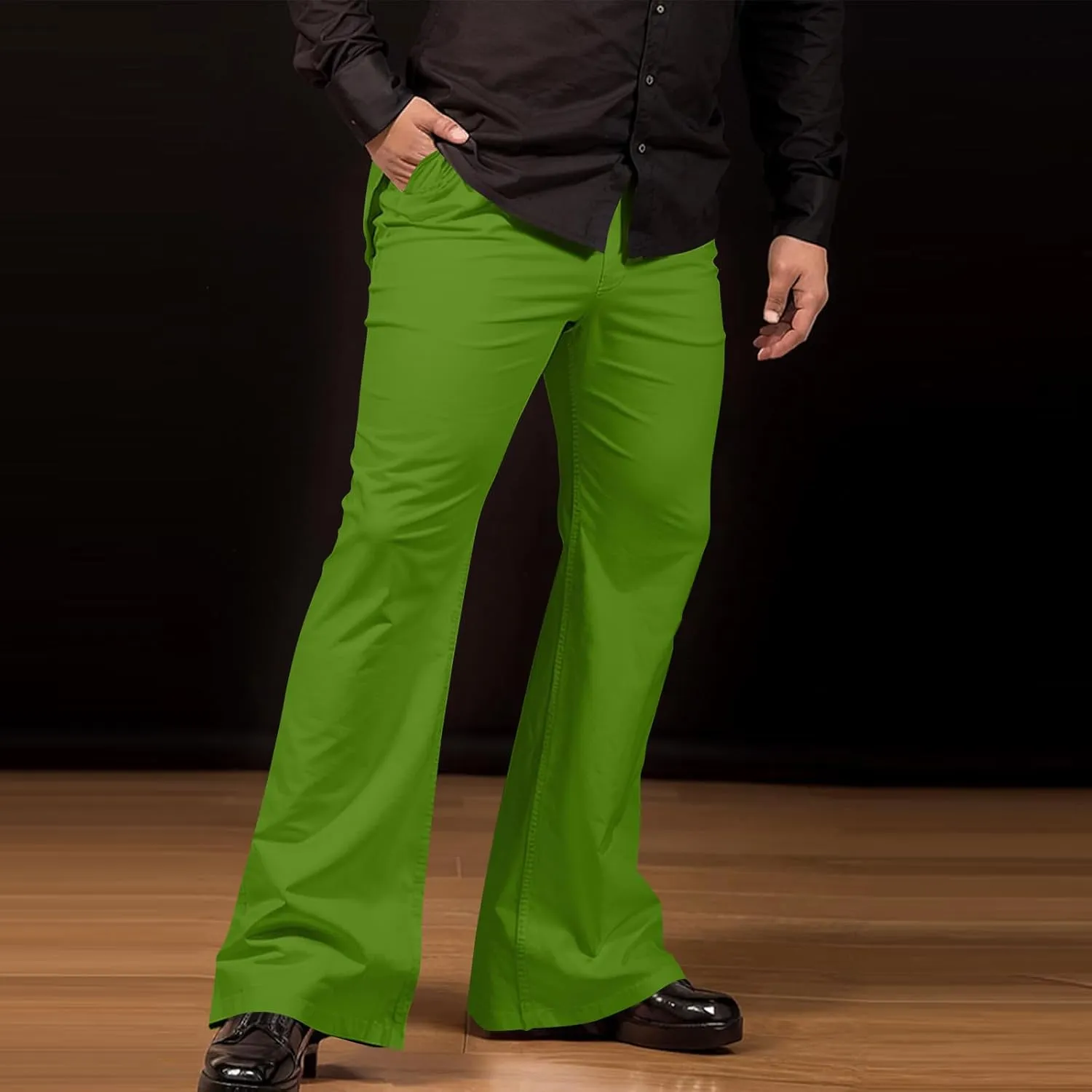 Mens Disco Twill Flared Pants 60/70s Bell Bottom Stretch Fit Classic Comfort Flares Retro Leg Disco Denim Jeans Pants
