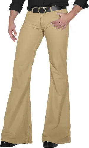 Mens Disco Twill Flared Pants 60/70s Bell Bottom Stretch Fit Classic Comfort Flares Retro Leg Disco Denim Jeans Pants
