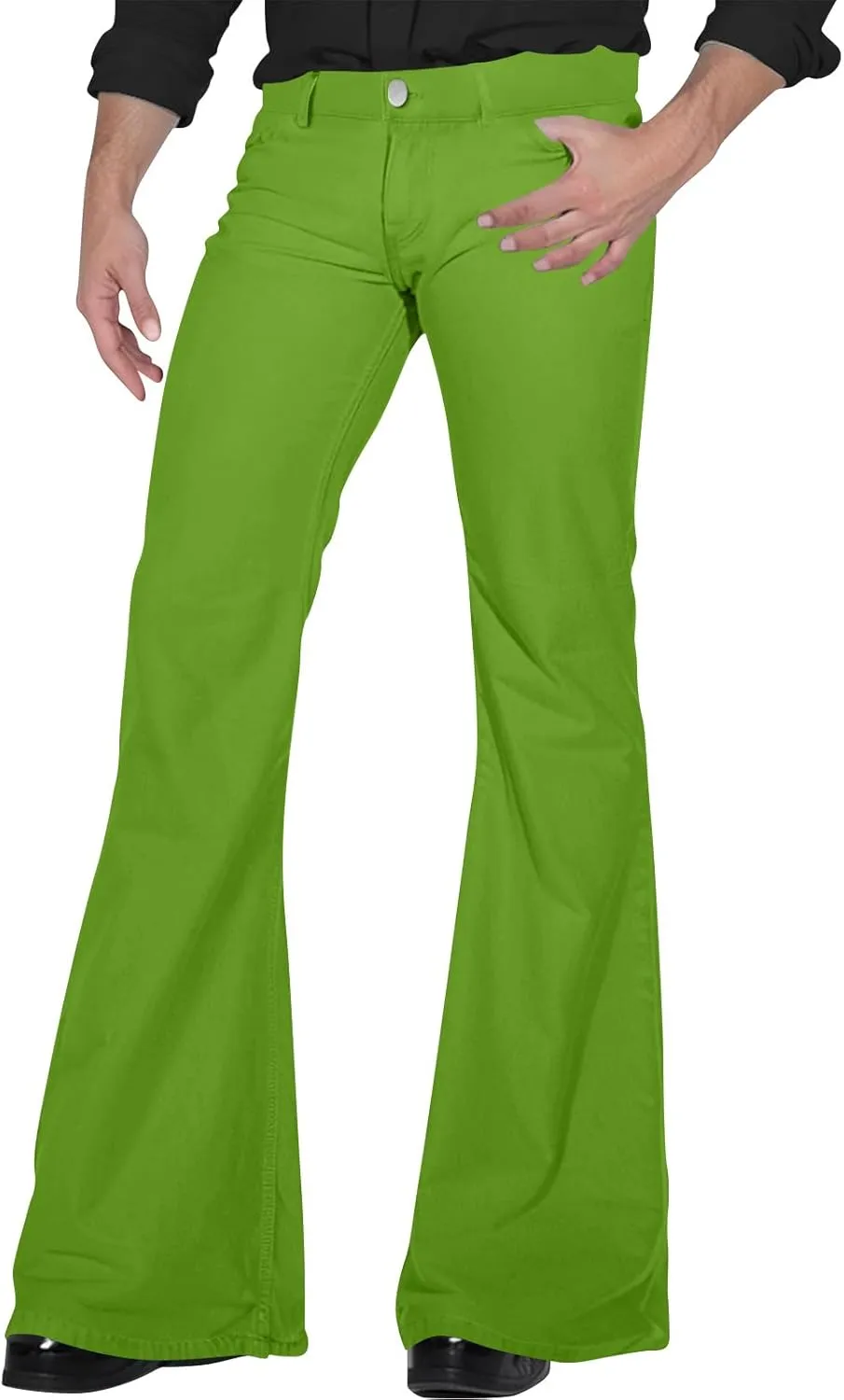 Mens Disco Twill Flared Pants 60/70s Bell Bottom Stretch Fit Classic Comfort Flares Retro Leg Disco Denim Jeans Pants