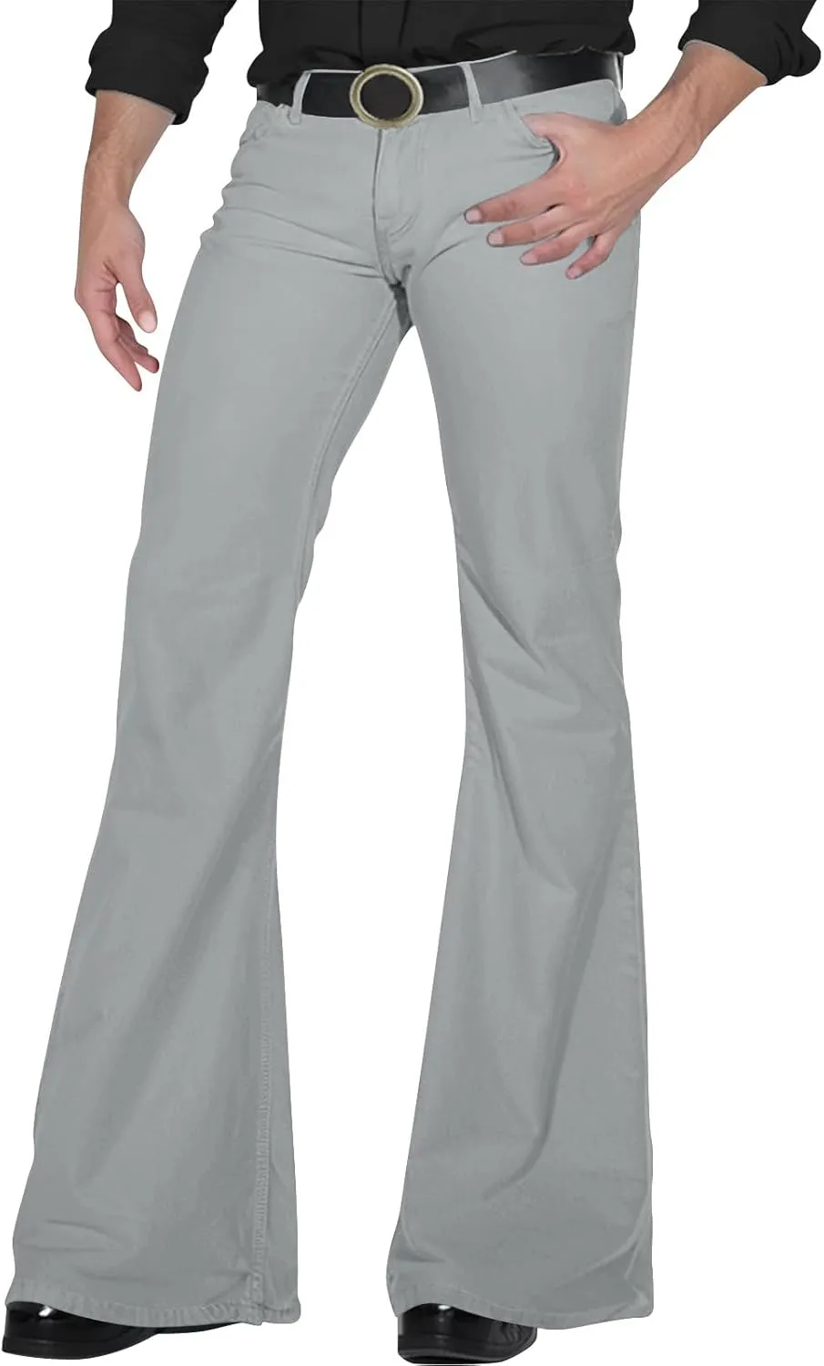 Mens Disco Twill Flared Pants 60/70s Bell Bottom Stretch Fit Classic Comfort Flares Retro Leg Disco Denim Jeans Pants