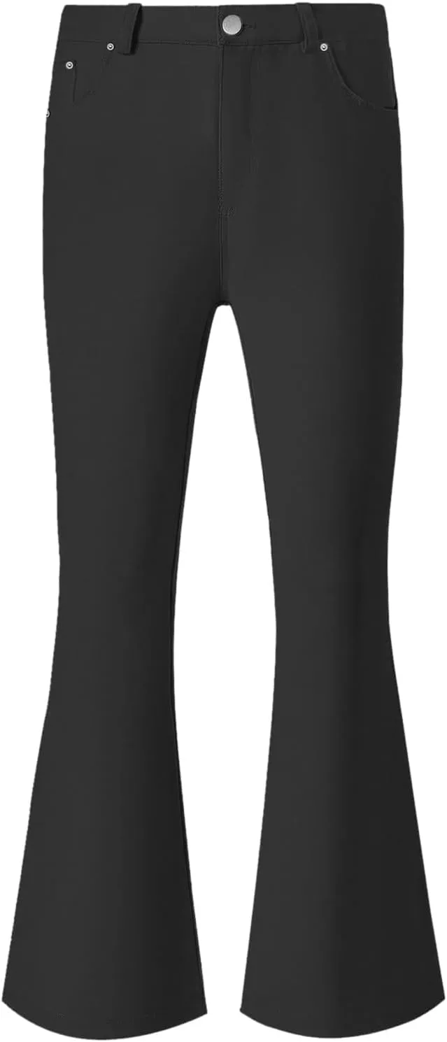 Mens Disco Twill Flared Pants 60/70s Bell Bottom Stretch Fit Classic Comfort Flares Retro Leg Disco Denim Jeans Pants