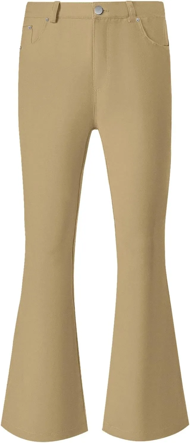 Mens Disco Twill Flared Pants 60/70s Bell Bottom Stretch Fit Classic Comfort Flares Retro Leg Disco Denim Jeans Pants