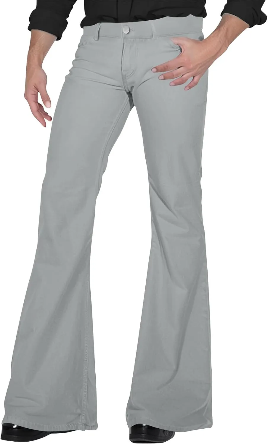 Mens Disco Twill Flared Pants 60/70s Bell Bottom Stretch Fit Classic Comfort Flares Retro Leg Disco Denim Jeans Pants