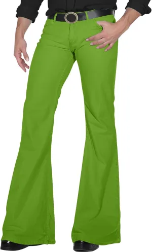 Mens Disco Twill Flared Pants 60/70s Bell Bottom Stretch Fit Classic Comfort Flares Retro Leg Disco Denim Jeans Pants