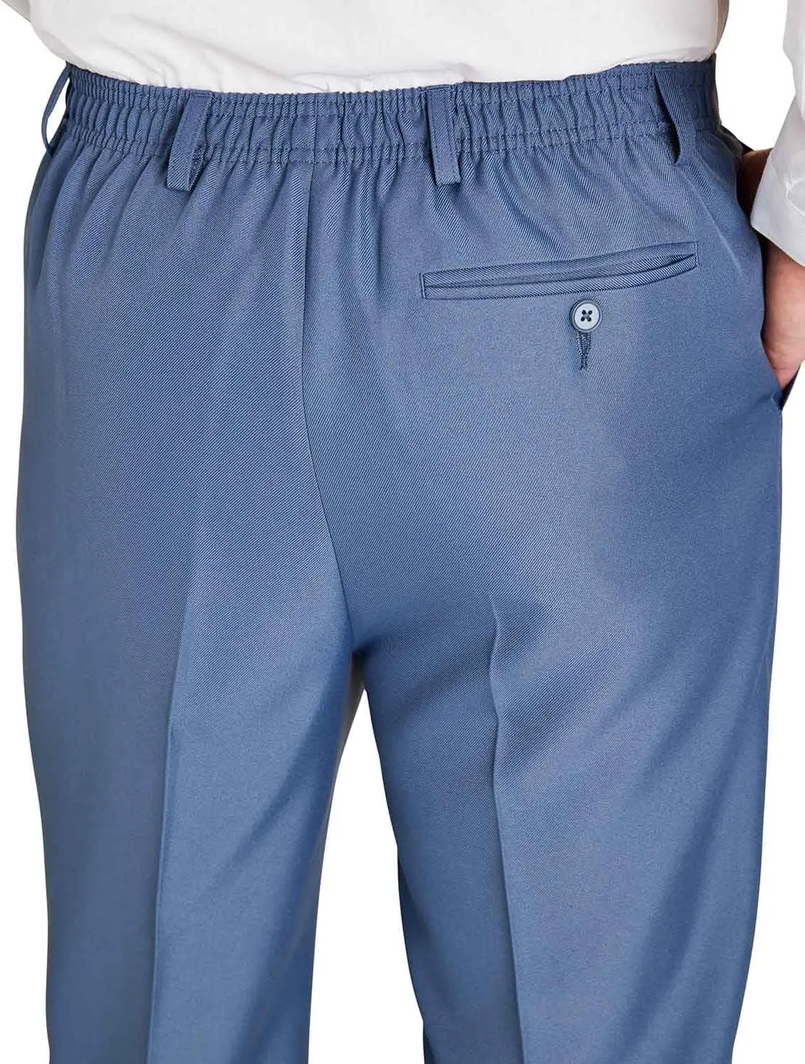 Men's Elasticated Pants with Hidden Stretch Fit Waist Smart Formal Comfortable Golf Slacks