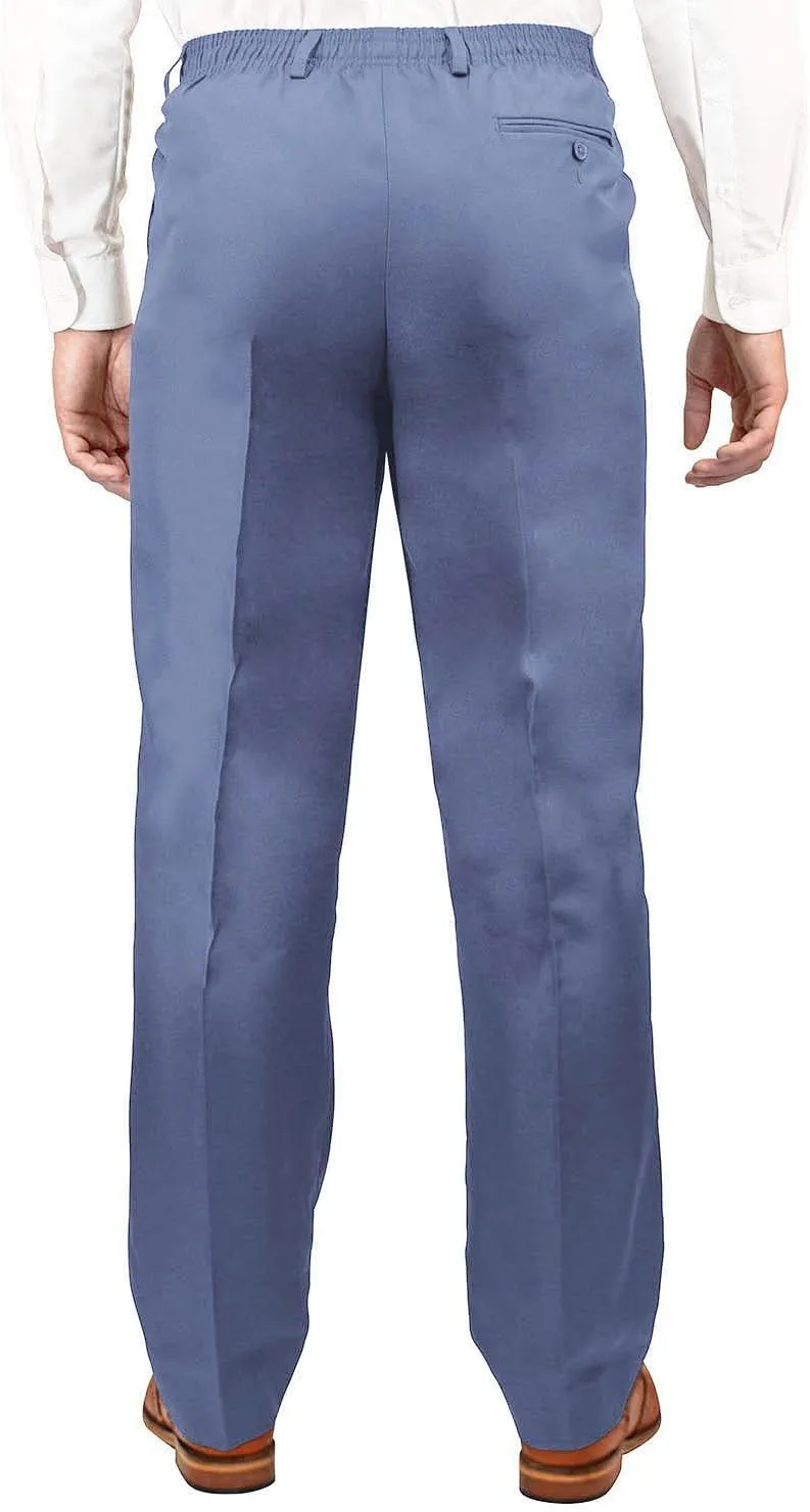 Men's Elasticated Pants with Hidden Stretch Fit Waist Smart Formal Comfortable Golf Slacks