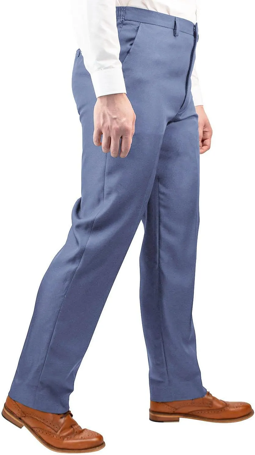 Men's Elasticated Pants with Hidden Stretch Fit Waist Smart Formal Comfortable Golf Slacks