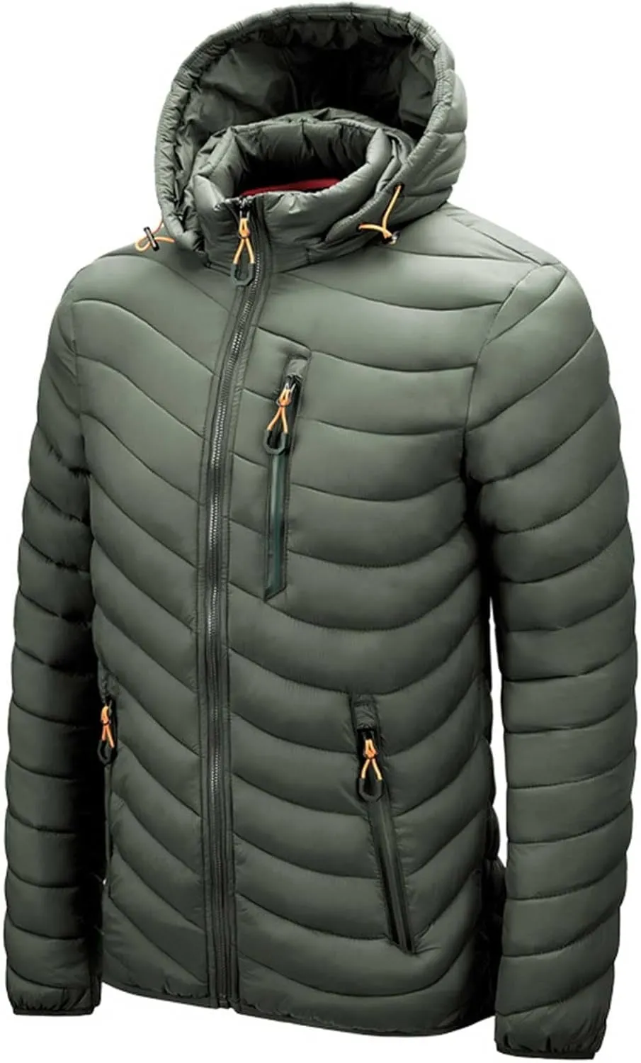 Mens Jacket Winter Color Men's Plush Jacket Collar Solid Long Hooded Men's Windbreaker Single Breasted Winter Coat