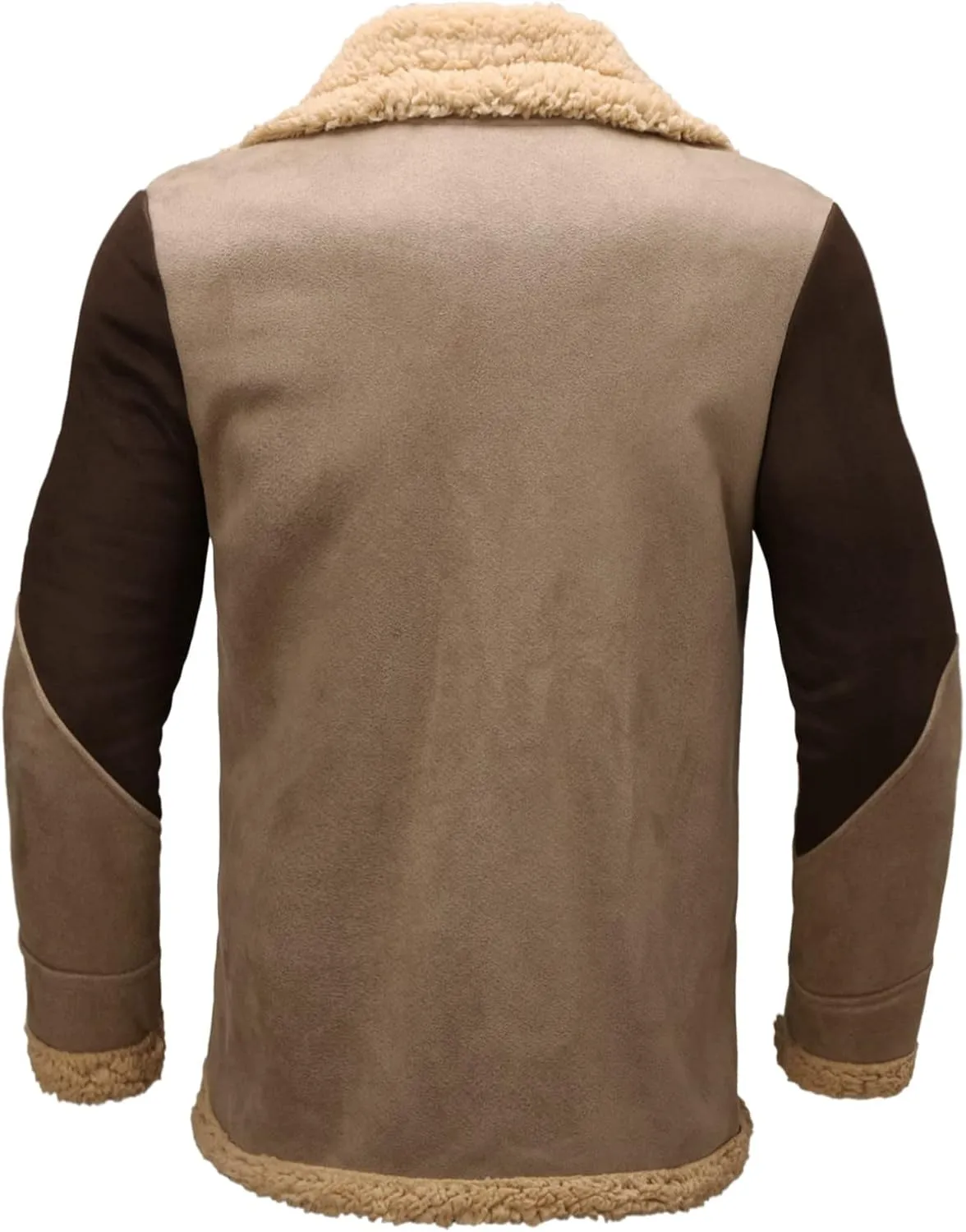 Men's Lamb Wool Bomber Coat Faux Leather Sherpa Fleece Lined Jackets Full Zip Heavyweight Suede Faux Fur Trench Coat