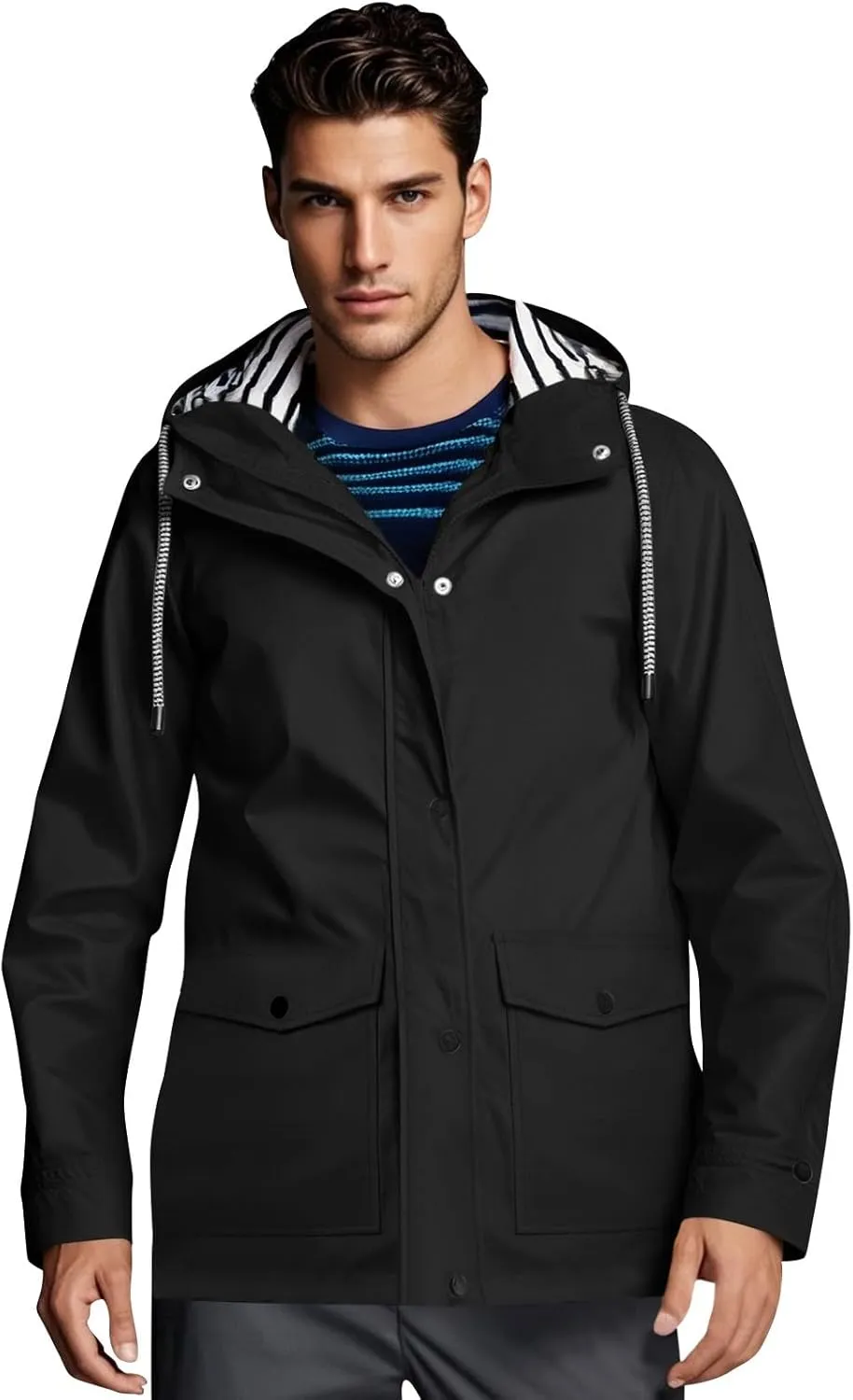 Mens Lightweight Waterproof Rain Jacket Windproof Raincoat Hooded jackets for Men Hiking Cycling Travel M-3XL