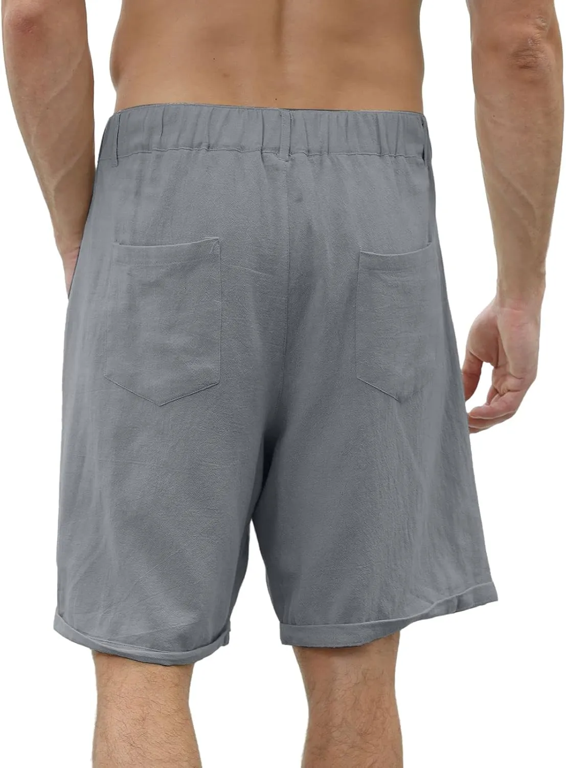 Men's Linen Shorts Casual Business Work Wear Classic Stretch Lightweight Summer Shorts Relaxed Fit Pleated Pants