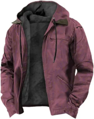 Men's Mountain Winter Coat Shirt Jacket Winter Heavyweight Thick JacketClassic Lapel Zipper Jacket Washed Duck Mens