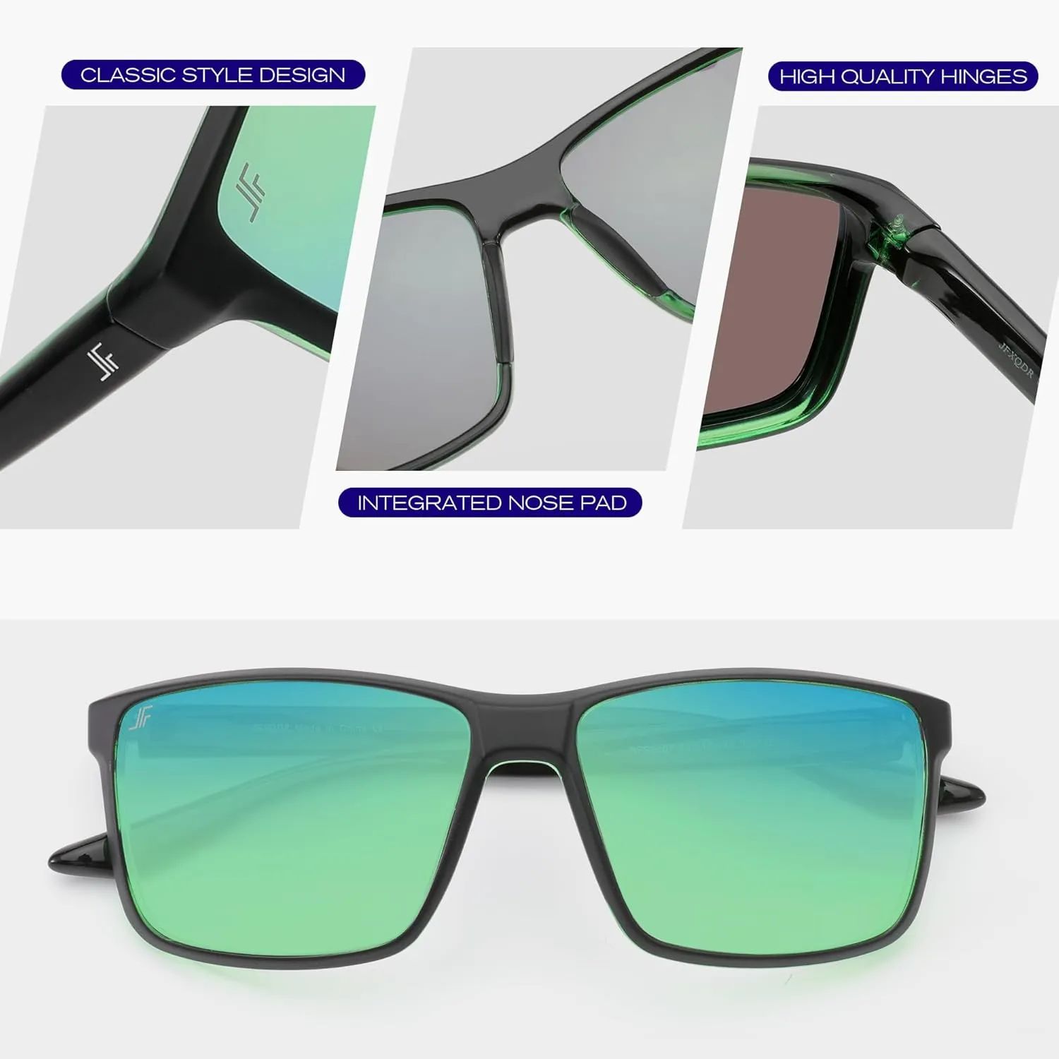 Men's Polarized Sunglasses, Square Driving Fishing Running Sun Glasses UV Glare Protection RFS8207