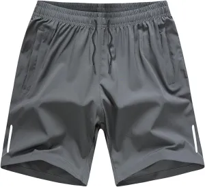 Men's Quick Dry Workout Shorts with Zip Pockets for Athletic Gym Running Hiking Shorts