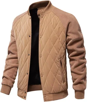 Mens Quilted Jacket Diamond Quilted Puffer Jacket Thick Warm Winter Coats Button Down Long Sleeve Casual Cozy Coats