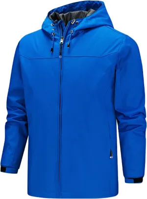 Men's Rain Jacket Waterproof Rain Suit Breathable Lightweight Raincoat with Hooded Rain Gear for Leisure, Outdoor