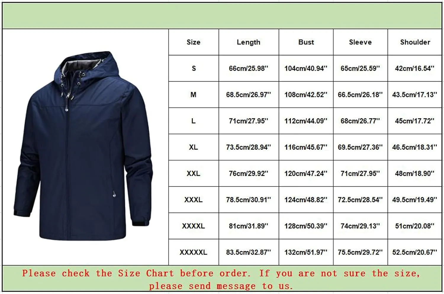 Men's Rain Jacket Waterproof Rain Suit Comfortable Lightweight Raincoat with Hooded Rain Gear for Leisure, Outdoor