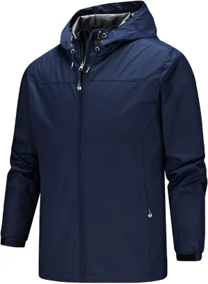 Men's Rain Jacket Waterproof Rain Suit Comfortable Lightweight Raincoat with Hooded Rain Gear for Leisure, Outdoor