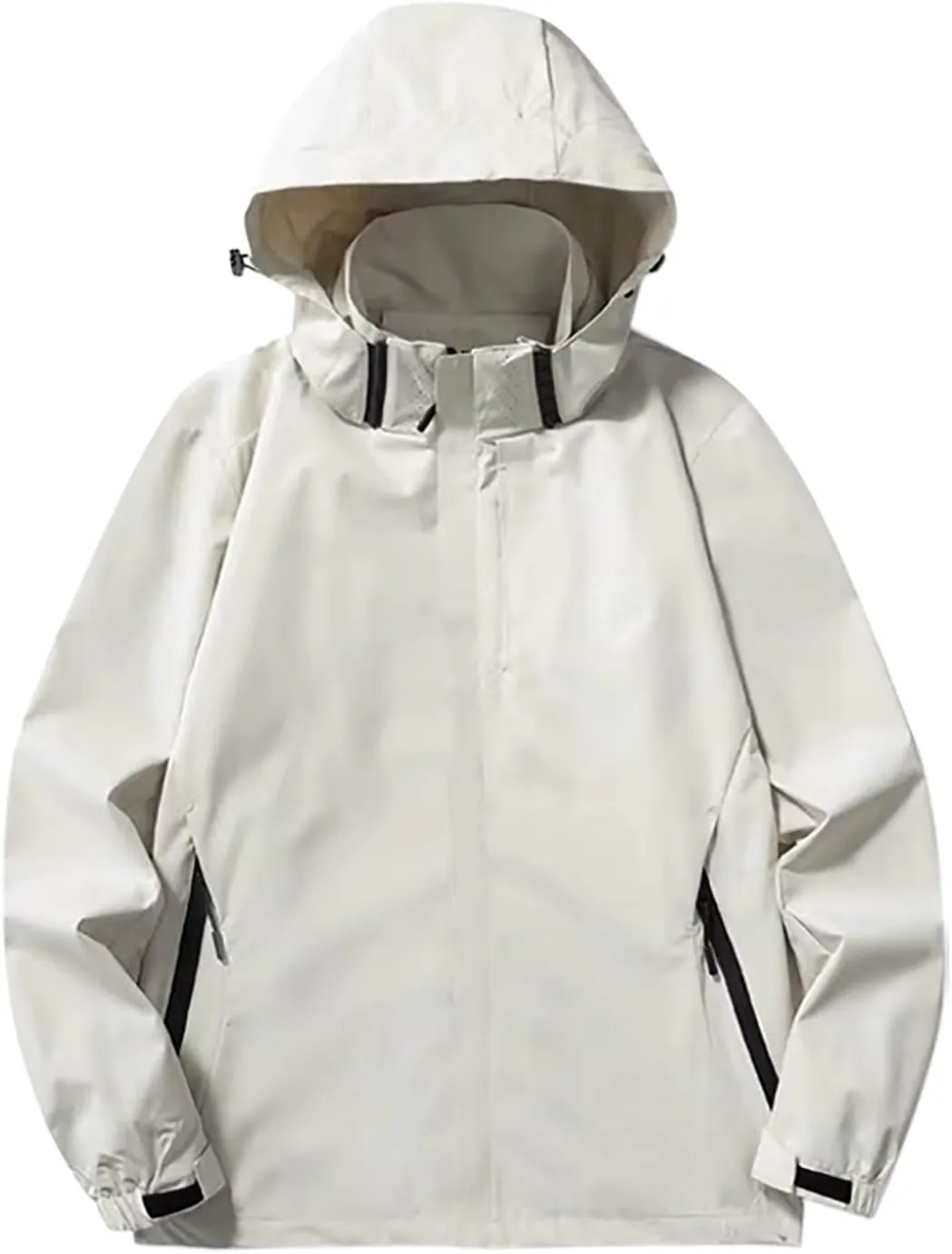 Mens Rain Jackets Waterproof with Hood Solid Color Rain Jacket Lightweight Rain Shell Jacket Raincoat with Hood