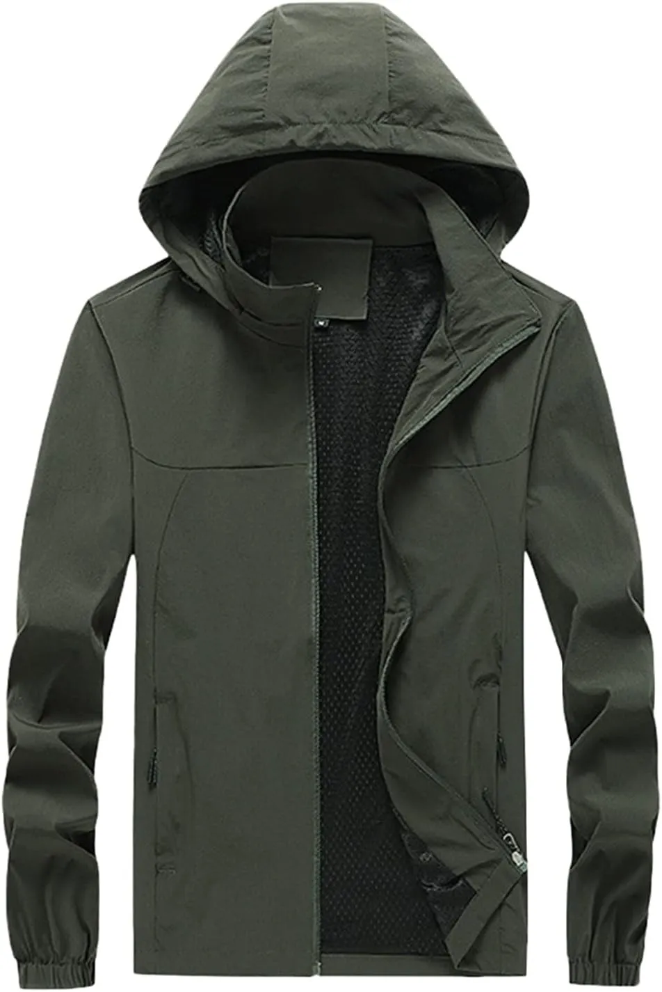Men's Rain Suit Comfy Lightweight Active Water Resistant Hooded Rain Jacket Outdoor Breathable Rain Gear for Leisure